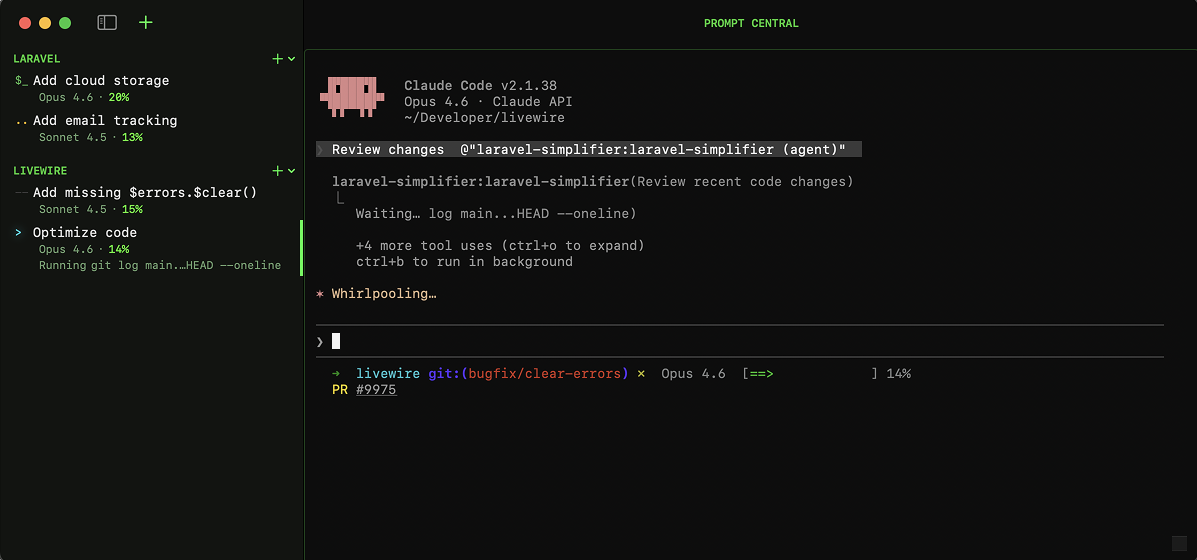 Prompt Central — macOS command center for Claude Code sessions